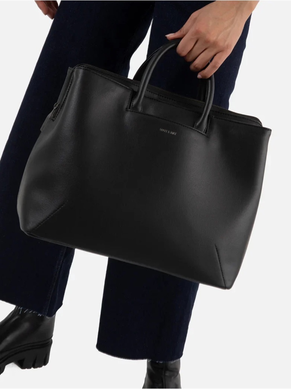 Matt & Nat Smooth Black Vegan Leather Tote